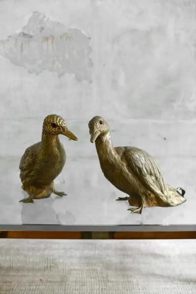 Edizioni Molto Pair Of Brass Ducks Molto Editions 1970s