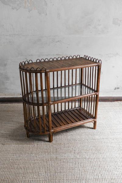 Edizioni Molto Rattan Console Table With Three Shelves Molto Editions