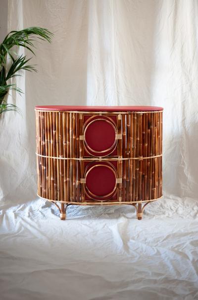 Edizioni Molto Wicker and Bamboo Bar Cabinet Molto Editions