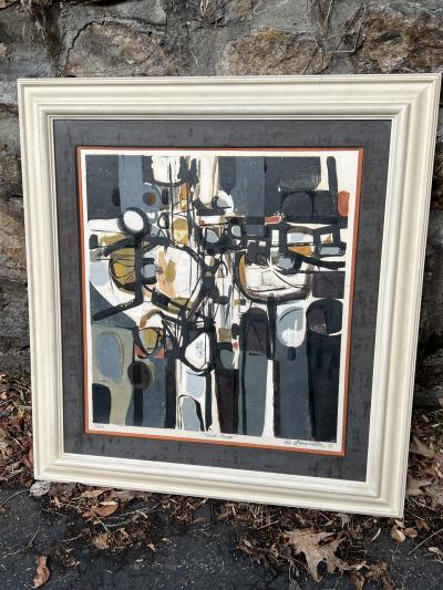 Edmond Casarella MODERNIST NUMBERED ROCK CROSS LITHOGRAPH BY EDMOND CASARELLA