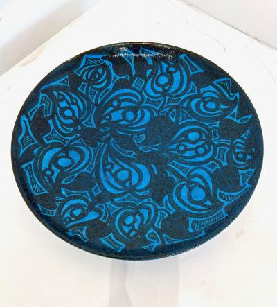 Edmond Lachenal Blue Wall Ceramique Plate by Edmond Lachenal