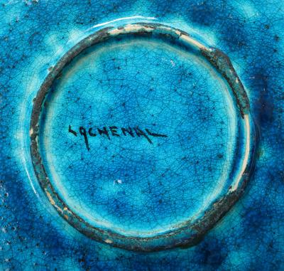 Edmond Lachenal Edmond Lechenal Turquoisse Blue Dish Bowl France 1930 s