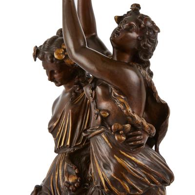 Edmond Lev que Patinated bronze and parcel gilt classical sculpture by Lev que