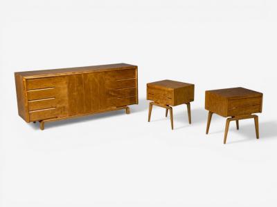Edmond Spence Edmond J Spence Dresser and Nightstands Burled Maple Bentwood Sweden 1960s