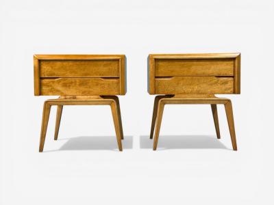 Edmond Spence Edmond J Spence Nightstands Burled Maple Bentwood Sweden 1960s