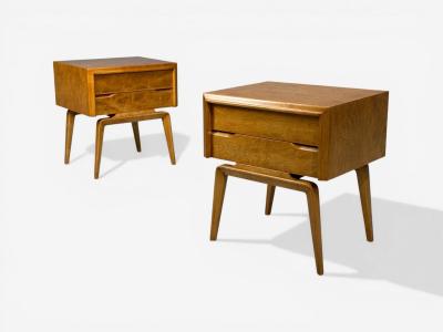 Edmond Spence Edmond J Spence Nightstands Burled Maple Bentwood Sweden 1960s