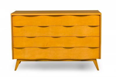 Edmond Spence Edmond J Spence Swedish Mid Century Burled Birch 4 Drawer Wavefront Chest