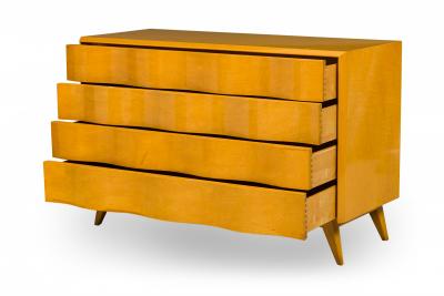 Edmond Spence Edmond J Spence Swedish Mid Century Burled Birch 4 Drawer Wavefront Chest