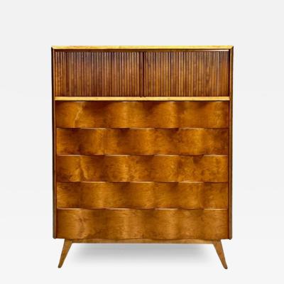 Edmond Spence Edmund J Spence Swedish Mid Century Modern Wave Highboy Maple Sweden 1950s