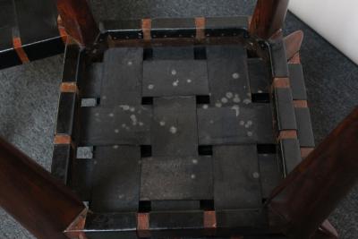 Edmond Spence Set of Three Leather and Solid Stained Teak Stools by Edmond Spence