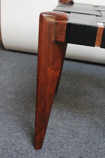 Edmond Spence Set of Three Leather and Solid Stained Teak Stools by Edmond Spence
