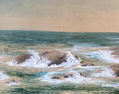 Edmund Darch Lewis Waves along the Rocky Coast 