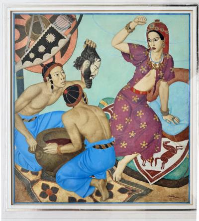 Edmund Dulac Fighting Women American Weekly Cover Art Queen Thomysis Beheading