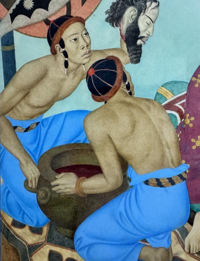 Edmund Dulac Fighting Women American Weekly Cover Art Queen Thomysis Beheading