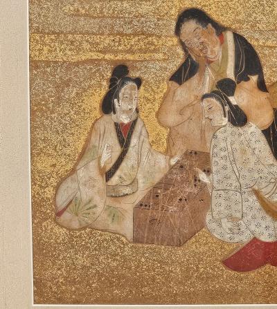 Edo Period Painting of Aristocrats Playing Games Japan circa 1820