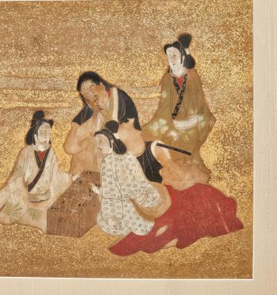 Edo Period Painting of Aristocrats Playing Games Japan circa 1820