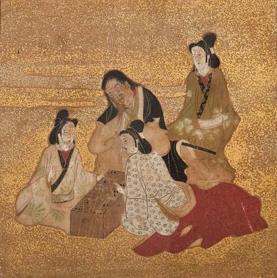 Edo Period Painting of Aristocrats Playing Games Japan circa 1820