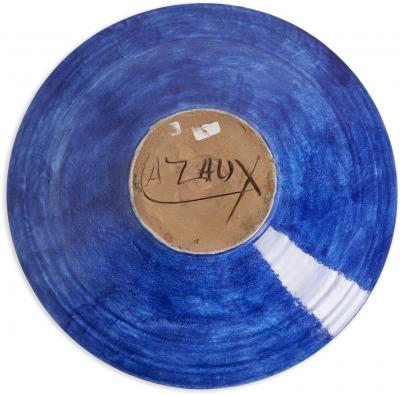 Edouard Cazaux Blue Glazed C ramic Bowl by Edouard Cazaux