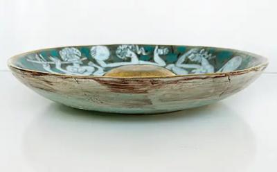 Edouard Cazaux Edouard Cazaux French Ceramic Gilt Centerpiece Platter with Figures