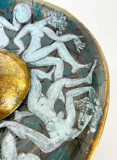 Edouard Cazaux Edouard Cazaux French Ceramic Gilt Centerpiece Platter with Figures