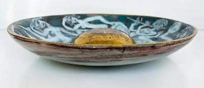 Edouard Cazaux Edouard Cazaux French Ceramic Gilt Centerpiece Platter with Figures
