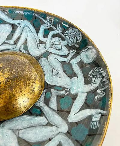 Edouard Cazaux Edouard Cazaux French Ceramic Gilt Centerpiece Platter with Figures