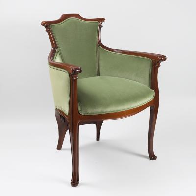 Edouard Colonna French Art Nouveau Wooden Armchair by Edouard Colonna