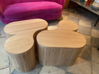 Edouard De La Marque Pair of coffee tables Chestnut Twins by Edouard de la Marque France