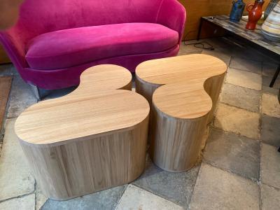 Edouard De La Marque Pair of coffee tables Chestnut Twins by Edouard de la Marque France