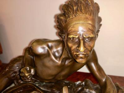 Edouard Drouot Edouard Drouot Original Bronze American Indian Hunting