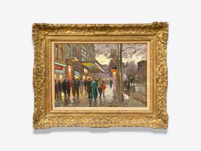 Edouard L on Cort s Oil on Canvas French Painting Paris Street Scene 20th C 