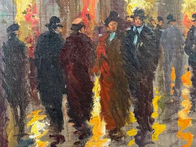 Edouard L on Cort s Oil on Canvas French Painting Paris Street Scene 20th C 