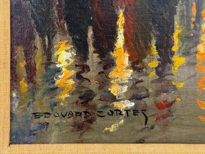 Edouard L on Cort s Oil on Canvas French Painting Paris Street Scene 20th C 