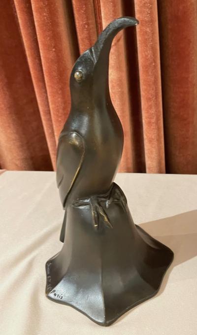 Edouard Marcel Sandoz Art Deco Bronze Blue Bird Bell Sculpture by Edouard Marcel Sandoz Cubist French