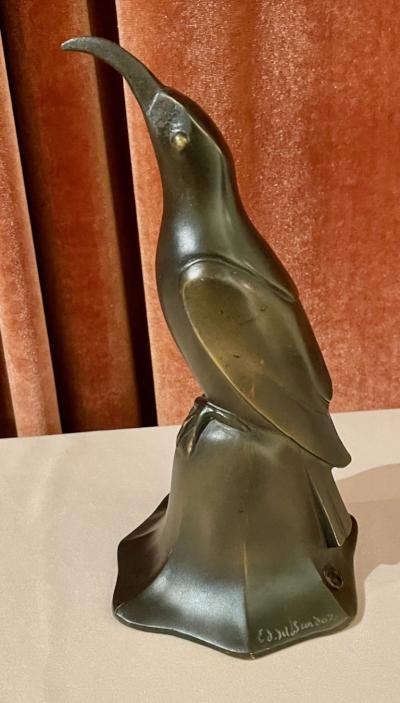 Edouard Marcel Sandoz Art Deco Bronze Blue Bird Bell Sculpture by Edouard Marcel Sandoz Cubist French
