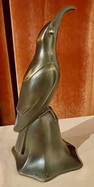 Edouard Marcel Sandoz Art Deco Bronze Blue Bird Bell Sculpture by Edouard Marcel Sandoz Cubist French