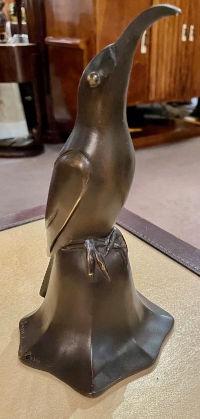 Edouard Marcel Sandoz Art Deco Bronze Blue Bird Bell Sculpture by Edouard Marcel Sandoz Cubist French