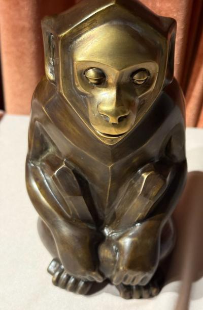 Edouard Marcel Sandoz Bronze Sculpture by douard Marcel Sandoz Seated Monkey French Art Deco