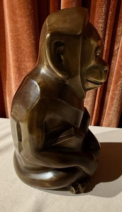 Edouard Marcel Sandoz Bronze Sculpture by douard Marcel Sandoz Seated Monkey French Art Deco