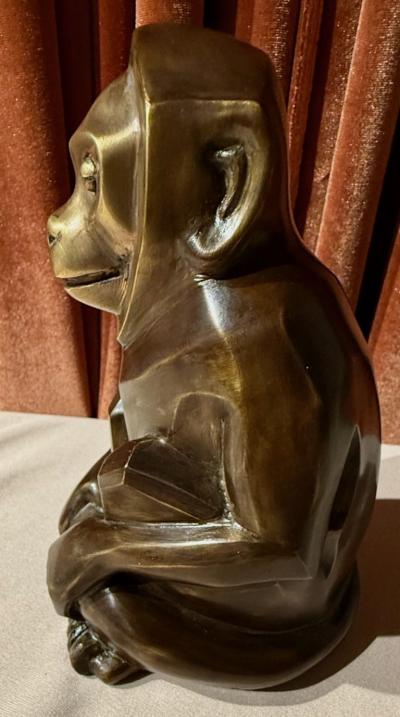 Edouard Marcel Sandoz Bronze Sculpture by douard Marcel Sandoz Seated Monkey French Art Deco