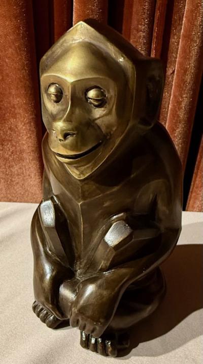 Edouard Marcel Sandoz Bronze Sculpture by douard Marcel Sandoz Seated Monkey French Art Deco