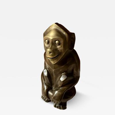 Edouard Marcel Sandoz Bronze Sculpture by douard Marcel Sandoz Seated Monkey French Art Deco