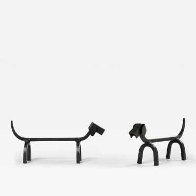 Edouard Schenk Edouard Schenck dog Dachshund andirons wrought iron 1950s