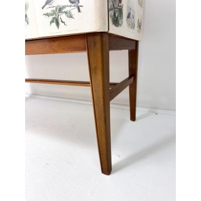 Edouard Travies 1950s Swedish Cabinet With Bird Illustrations by douard Travi s