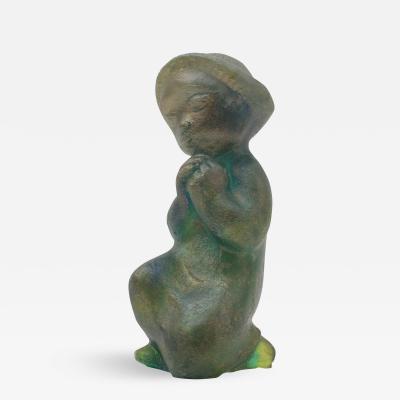 Edris Eckhardt Pate de Verre Glass Sculpture Praying Child by Edris Eckhardt