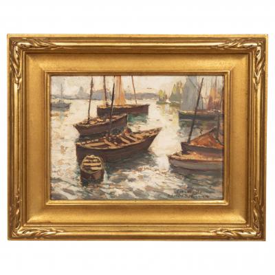 Eduard Richard Oil On Board Concarneau By Eduard Richard