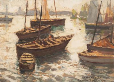 Eduard Richard Oil On Board Concarneau By Eduard Richard