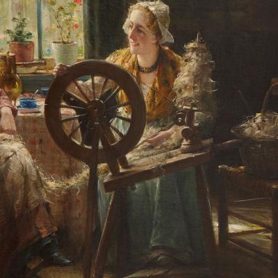 Edward A Portielje Spinning the Wool by Edward Portielje