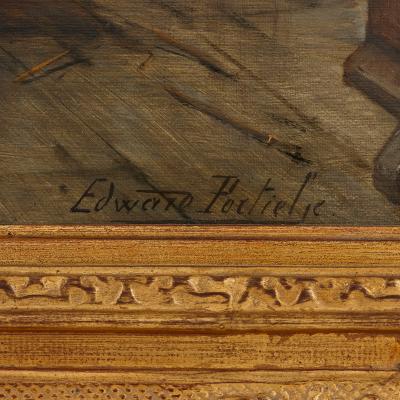 Edward A Portielje Spinning the Wool oil painting by Edward Portielje