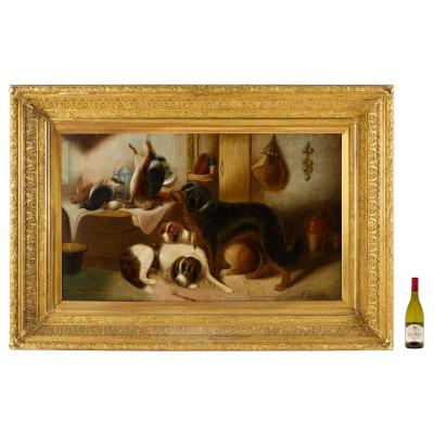 Edward Armfield Large antique late 19th century hunting scene by Edward Armfield